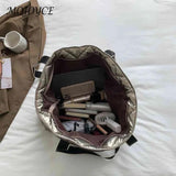 Rhombic Lattice Ladies Handbags Large Capacity Women Cotton-padded Bag