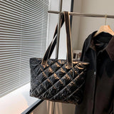 Rhombic Lattice Ladies Handbags Large Capacity Women Cotton-padded Bag