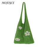 Retro Knitted Shoulder Bag Casual Beach Shopper Mesh