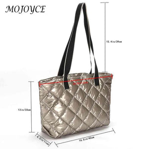 Rhombic Lattice Women Shoulder Bag Large Capacity Quilted Warm P