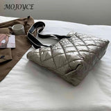 Rhombic Lattice Women Shoulder Bag Large Capacity Quilted Warm P