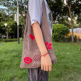 Beach Mesh Hollow Flower Woven Travel Bags Shoulder Bag