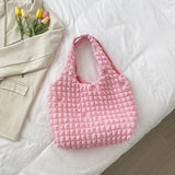 Cloud Bubble Flower Shoulder Bag Girls Soft Plaid Shopping Bags Handbags