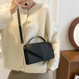 Soft Leather Crossbody Bag Retro Square Purses