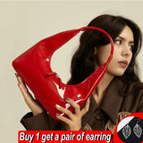 Leather Half-moon Armpit Handbag for Women