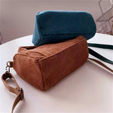 Women's Corduroy Shoulder Bag Canvas Handbag Totes Casual Purse