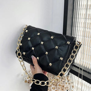 Quilted PU Leather Women Shoulder Bag Chain Purse Handbag Tote