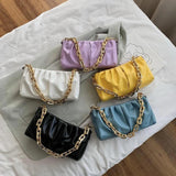Vintage Women Shoulder Bag with Thick Chain Leather - Retro Style
