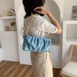 Vintage Women Shoulder Bag with Thick Chain Leather - Retro Style