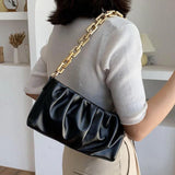 Vintage Women Shoulder Bag with Thick Chain Leather - Retro Style