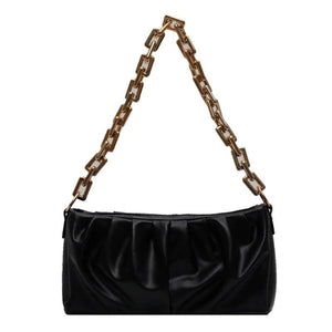Vintage Women Shoulder Bag with Thick Chain Leather - Retro Style