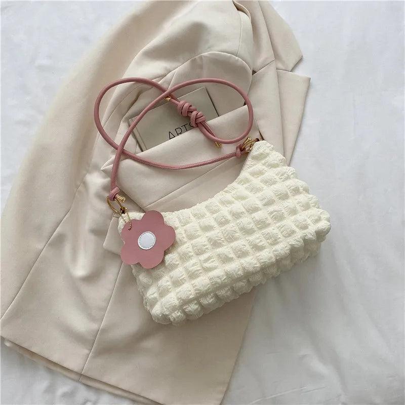 Summer Flower Shoulder Bag For Women Sweet Girls Underarm Handbag