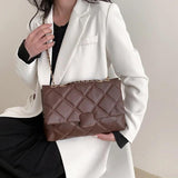 Plaid Pu Leather Crossbody Bags Chain Strap Shoulder Bag