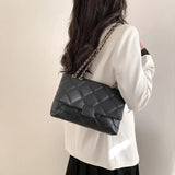 Plaid Pu Leather Crossbody Bags Chain Strap Shoulder Bag