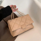 Plaid Pu Leather Crossbody Bags Chain Strap Shoulder Bag