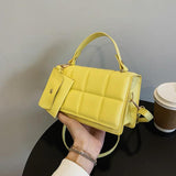 Plaid Flap Square Bag For Women PU Crossbody Shoulder Messenger Handbag