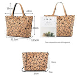 Cork Shoulder Bag Set Wood Grain Tote Chain Handbag