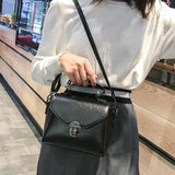 Winter Lock Shoulder Bag PU Leather Crossbody Bag Small Square Bag