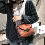 Winter Lock Shoulder Bag PU Leather Crossbody Bag Small Square Bag