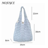 Pleated Top-handle Bag Bubble Clutch Handbag Large Capacity