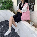Pleated Top-handle Bag Bubble Clutch Handbag Large Capacity