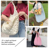 Pleated Top-handle Bag Bubble Clutch Handbag Large Capacity