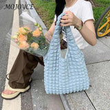 Pleated Top-handle Bag Bubble Clutch Handbag Large Capacity