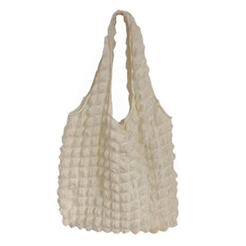 Pleated Top-handle Bag Bubble Clutch Handbag Large Capacity