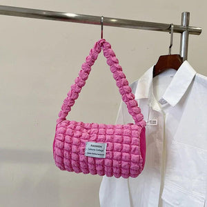 Bubble Shoulder Bag Cylinder Shape Underarm Bag Handbag Tote Bag