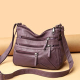 Soft Leather Shoulder Bag Purses Women Handbags Multi-pocket Crossbody Shoulder