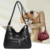 Soft Leather Shoulder Bag Purses Women Handbags Multi-pocket Crossbody Shoulder
