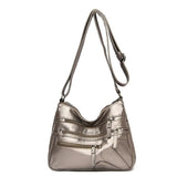 Soft Leather Shoulder Bag Purses Women Handbags Multi-pocket Crossbody Shoulder