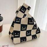 Plaid Knitted Women's Wool Tote Bag Handbag