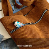 Corduroy Shoulder Bag Satchel Purse Tote for Women Girls