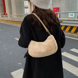 Winter Plush Handbag Women Clutch Purse Large Capacity Shoulder Bag