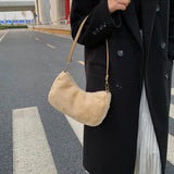Winter Plush Handbag Women Clutch Purse Large Capacity Shoulder Bag