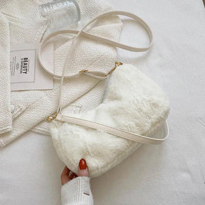 Winter Plush Handbag Women Clutch Purse Large Capacity Shoulder Bag