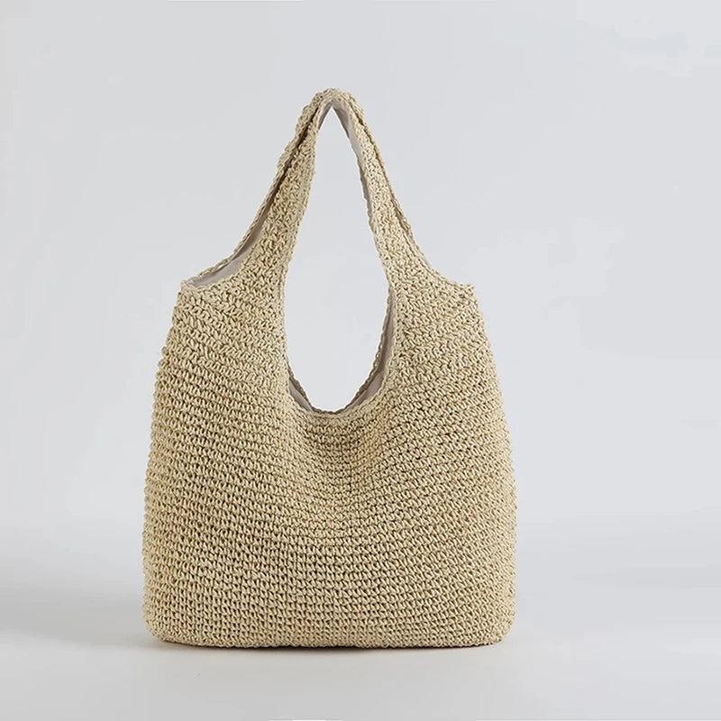Rattan Straw Women Shoulder Bags Wicker Woven Handbags Large Capacity