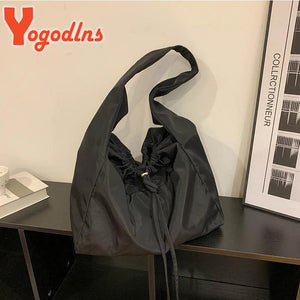 Nylon Drawstring Shoulder Bag Waterproof Tote Bag