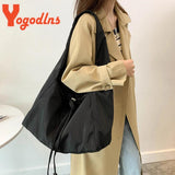 Nylon Drawstring Shoulder Bag Waterproof Tote Bag