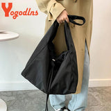 Nylon Drawstring Shoulder Bag Waterproof Tote Bag