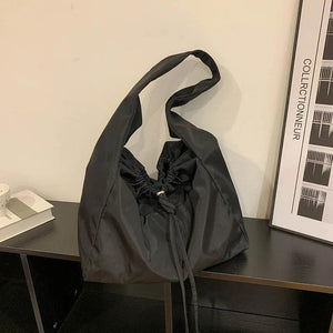 Nylon Drawstring Shoulder Bag Waterproof Tote Bag