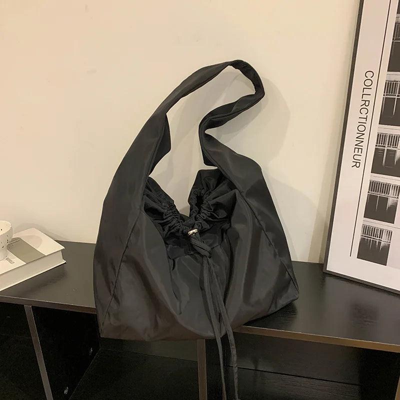 Nylon Drawstring Shoulder Bag Waterproof Tote Bag
