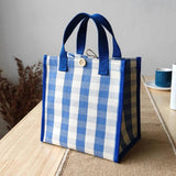 Canvas Women Handbag High Check Small Square Bag Tote Bag