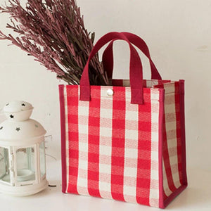 Canvas Women Handbag High Check Small Square Bag Tote Bag