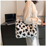 Winter Women Shoulder Bags Large Capacity Tote Handbags Plush Warm Bags