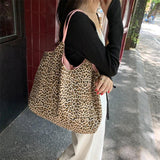 Leopard Pattern Women Tote Handbags Pink Shoulder Bag