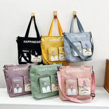 Large Capacity Nylon Patchwork Tote Bag for Girls