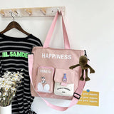 Large Capacity Nylon Patchwork Tote Bag for Girls