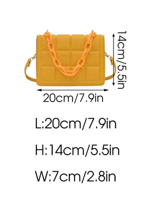Plaid Flap Shoulder Crossbody Bag Chain PU Leather Handbag Tote Clutch